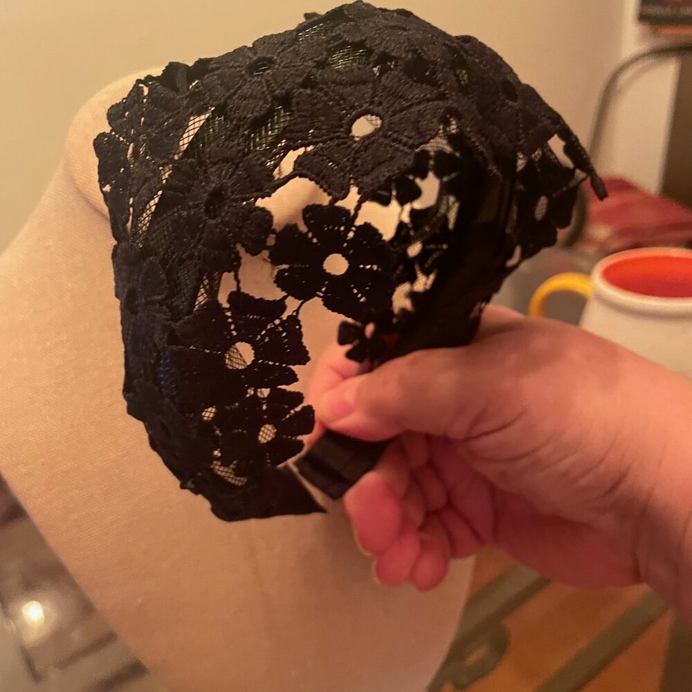 New! Beautiful Adelaide Lace Flower Headband Black